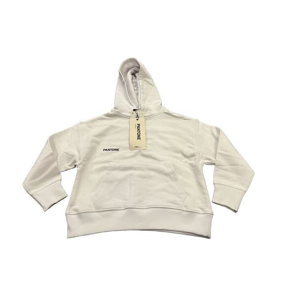 Zara Girls White Pantone Pullover Hoodie Sweatshirt Size 8 NWT - Picture 1 of 10